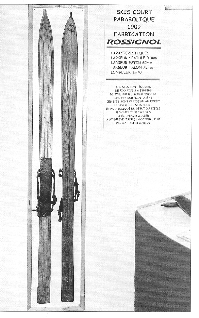 Parabolična smučka Rossignol, patent 1909. Danes parabolični smučki pravimo smučka s poudarjenim stranskim lokom.