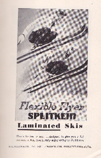 Lesena lepljena smučka Splitkein je bila še v letu 1950 zelo cenjena tudi v ZDA, kot kaže ta oglas v Vzhodni smučarski letni kroniki (Eastern SKI Aqnnual).