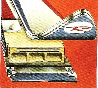 Prerez francoske Rossignol aluminijaste in lesene laminatne (lepljene) smučke iz okoli 1960.