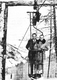 Francoz Juillard je izumil žičnico s košarami (Valloire, Savoie, Francija, okoli 1950).