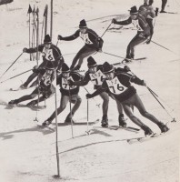 Jena-Claude Killy leta 1965 med gozdom slalomskih kolcev.
