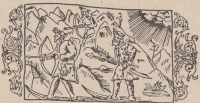 Babica Jaroslava je pripovedovala otrokom zgodbe o smučarskih plemenih Skridov, Lapcev, Samijev … (Olaus Magnus: Historia de gentibus septentrionalibus – Zgodovina severnih ljudstev, 1555, po originalni gravuri narisal Svetozar Guček, 1955 v knjigi Bojana Hrovatina: Priročnik II. del).