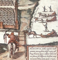 Ruski smučarji so morda sodelovali v 30 letni vojni (gravura Sigismund Herberstein: Rerum moscoviticarum comentarii – Moskovski zapiski, 1549).