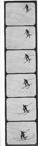 Škarjkasti zavoj v kinogramu (1925).