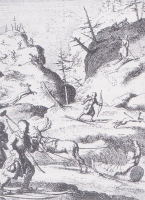 Laponci na lovu, kot so jih upodobili leta 1712.