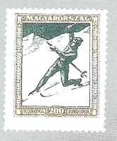 Prva znamka z motivom smučanja je (zanimivo) izšla leta 1924 na Madžarskem z motivom telemark smučarja.